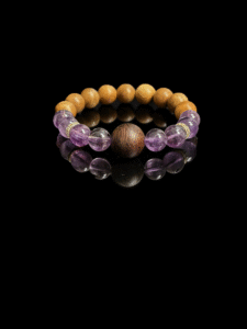 Mother of Earth Bracelet – Nüwa Inspired (11mm) Purple Crystal Beads & Wood Beads