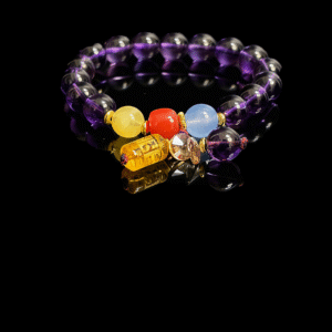 Nüwa inspired Reforged Harmony Bracelet with 11mm purple translucent beads and charm