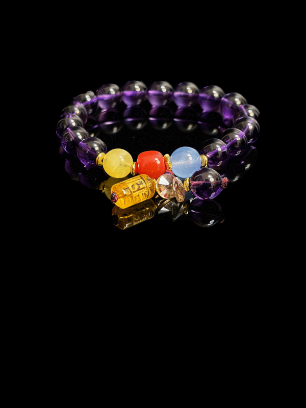 Nüwa inspired Reforged Harmony Bracelet with 11mm purple translucent beads and charm