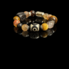 Watchful Relic Agate Bracelet inspired by Gonggong, featuring large 12–15mm natural agate beads and eye-pattern centerpiece, handcrafted Chinese mythology statement bracelet on black background