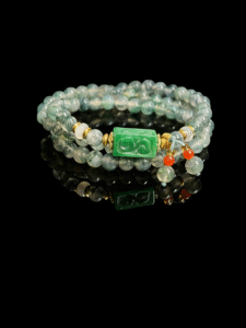 Harmonizing green agate bracelet inspired by Shennong mythology, featuring delicate 6mm agate beads in a handcrafted healing design