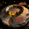 Turbulent Elemental Agate Bracelet inspired by Gonggong mythology, featuring multicolor agate beads in 10mm handcrafted design