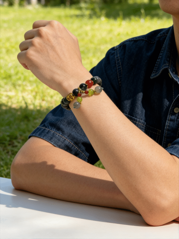 Verdant Spirit & Crimson Vitality Agate Bracelet – Shennong Series（10mm）