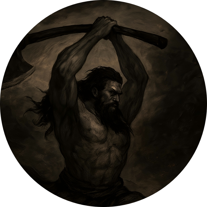 artistic illustration of Pangu from Chinese mythology representing yellow agate energy and creation power