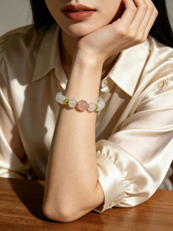 Chang’e’s Lunar Dawn White Agate Bracelet with Pink Agate (10mm) Chang’e’s Lunar Dawn White Agate Bracelet with Pink Agate (10mm)