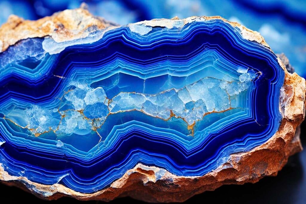 Natural Blue Lace Agate lying on the ground