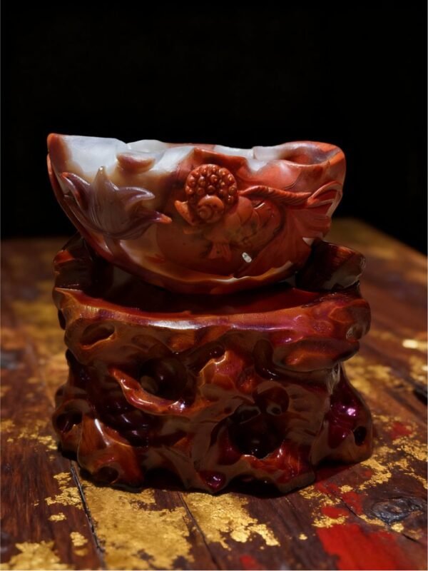 Auspicious Guardian Bowl – Hand-carved Collectible Guardian Agate Bowl