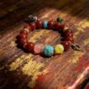 Xingtian’s Crimson Fury Red Agate Bracelet with Turquoise & Dzi (10mm) Xingtian’s Crimson Fury Red Agate Bracelet with Turquoise & Dzi (10mm)