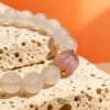 Chang’e’s Lunar Dawn White Agate Bracelet with Pink Agate (10mm)