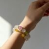 Chang’e’s Lunar Dawn White Agate Bracelet with Pink Agate (10mm)