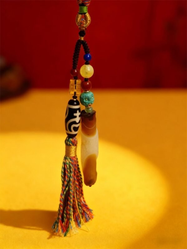 Pangu’s Sacred Origin Dzi Bead Necklace with Agate & Turquoise