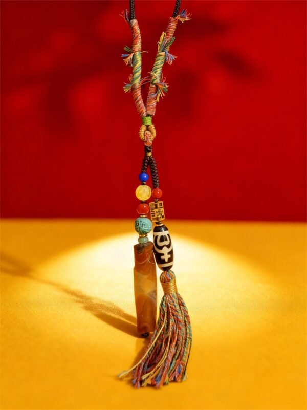 Pangu’s Sacred Origin Dzi Bead Necklace with Agate & Turquoise