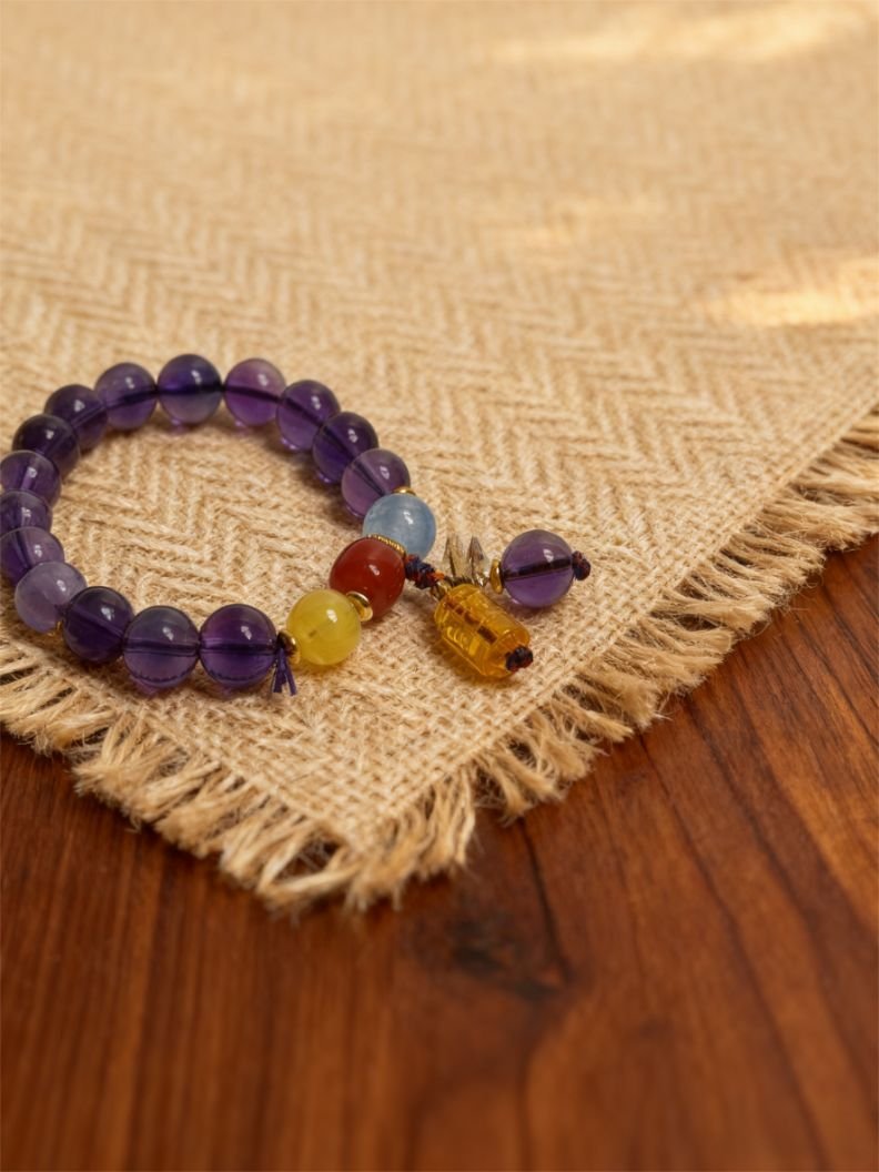 Nüwa’s Reforged Harmony Amethyst Bracelet with Multicolor Agate (11mm)