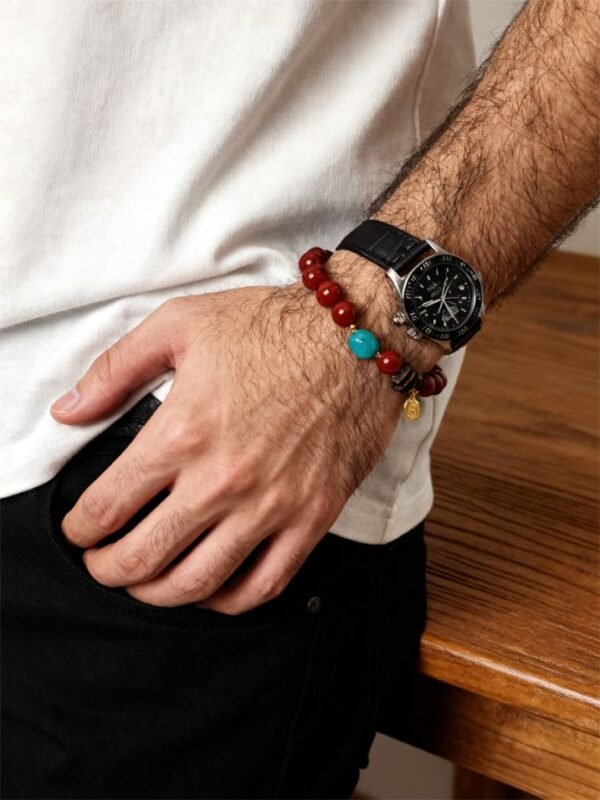 Xingtian’s Steadfast Heart Red Agate Bracelet with Turquoise & Agarwood (10mm) Xingtian’s Steadfast Heart Red Agate Bracelet with Turquoise & Agarwood (10mm)