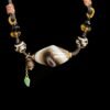Gonggong’s Turbulent Black Dzi & Agarwood Pendant Necklace