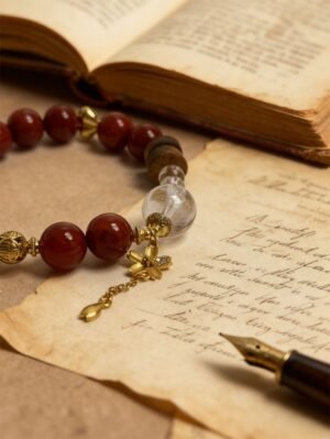 Xingtian’s Unbroken Core Red Agate Bracelet with Clear Quartz (10mm)