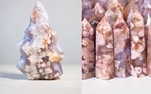 Beautiful flower agate standing on the white background